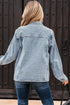 Scallop Trim Collar Patch Pocket Button Front Denim Jacket